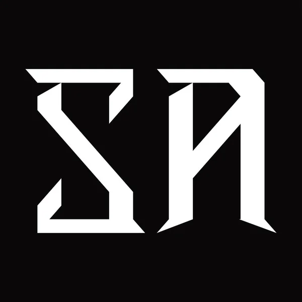 Kesik Şekilli Kara Zemin Dizayn Şablonlu Logo Monogramı — Stok Vektör
