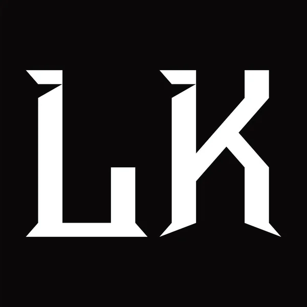 スライス形状ブラックグランドデザインテンプレートとLkロゴモノグラム — ストックベクタ