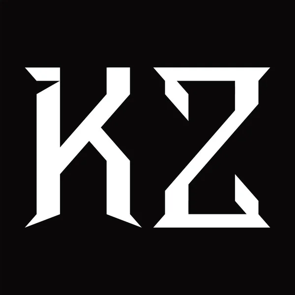 スライス形状ブラックグランドデザインテンプレートとKzロゴモノグラム — ストックベクタ