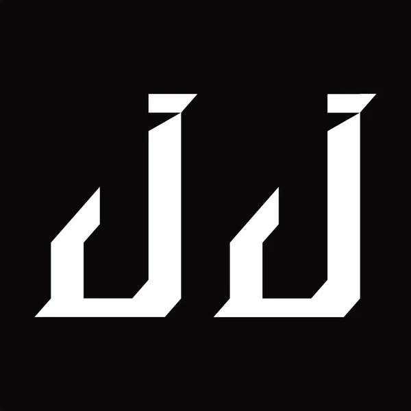 スライス形状ブラックグランドデザインテンプレートとJjロゴモノグラム — ストックベクタ
