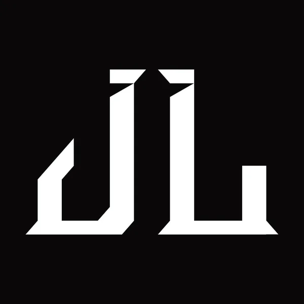 スライス形状ブラックグランドデザインテンプレート付きJlロゴモノグラム — ストックベクタ