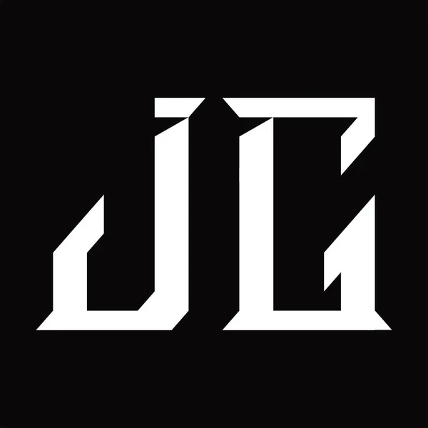 スライス形状ブラックグランドデザインテンプレートとJgロゴモノグラム — ストックベクタ