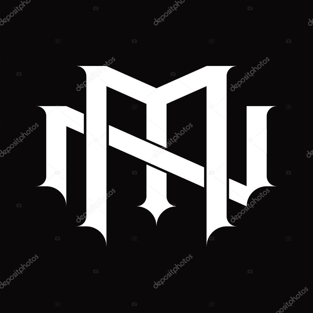 NM Logo monogram with vintage overlapping linked style on white design template