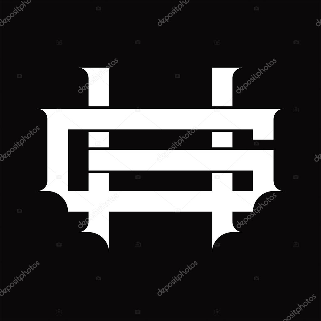 GH Logo monogram with vintage overlapping linked style on white design template