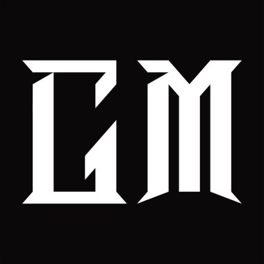 Dilimlenmiş siyah zemin dizayn şablonuyla GM logo monogramı