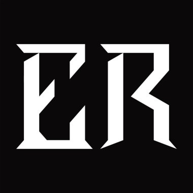 Kesik şekilli kara zemin dizayn şablonlu ER logo monogramı