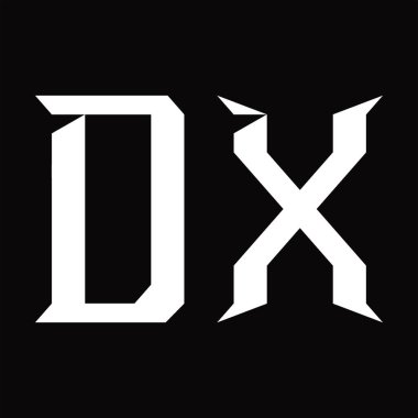 DX Logo monogramı dilimlenmiş siyah zemin tasarım şablonu