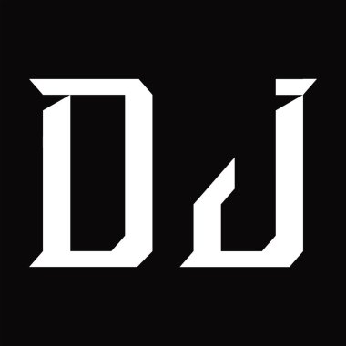 Dilimlenmiş siyah zemin dizayn şablonuyla DJ Logo monogramı