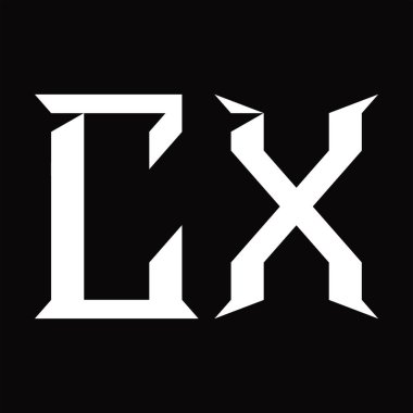 Dilimlenmiş siyah zemin tasarım şablonlu CX Logo monogramı