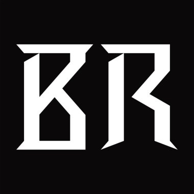 Dilimlenmiş siyah zemin tasarım şablonlu BR Logo monogramı