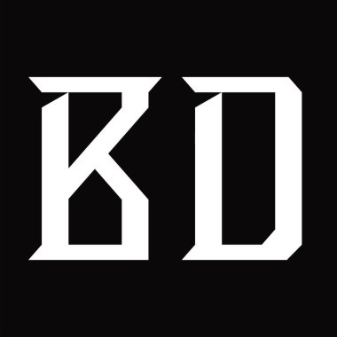 Dilimlenmiş siyah zemin tasarım şablonlu BD logo monogramı