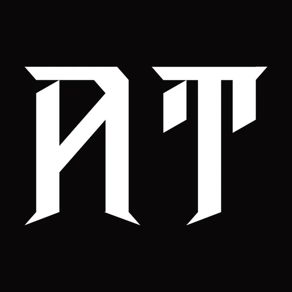 Dilimlenmiş Siyah Zemin Dizayn Şablonlu Logosu Monogramı — Stok Vektör