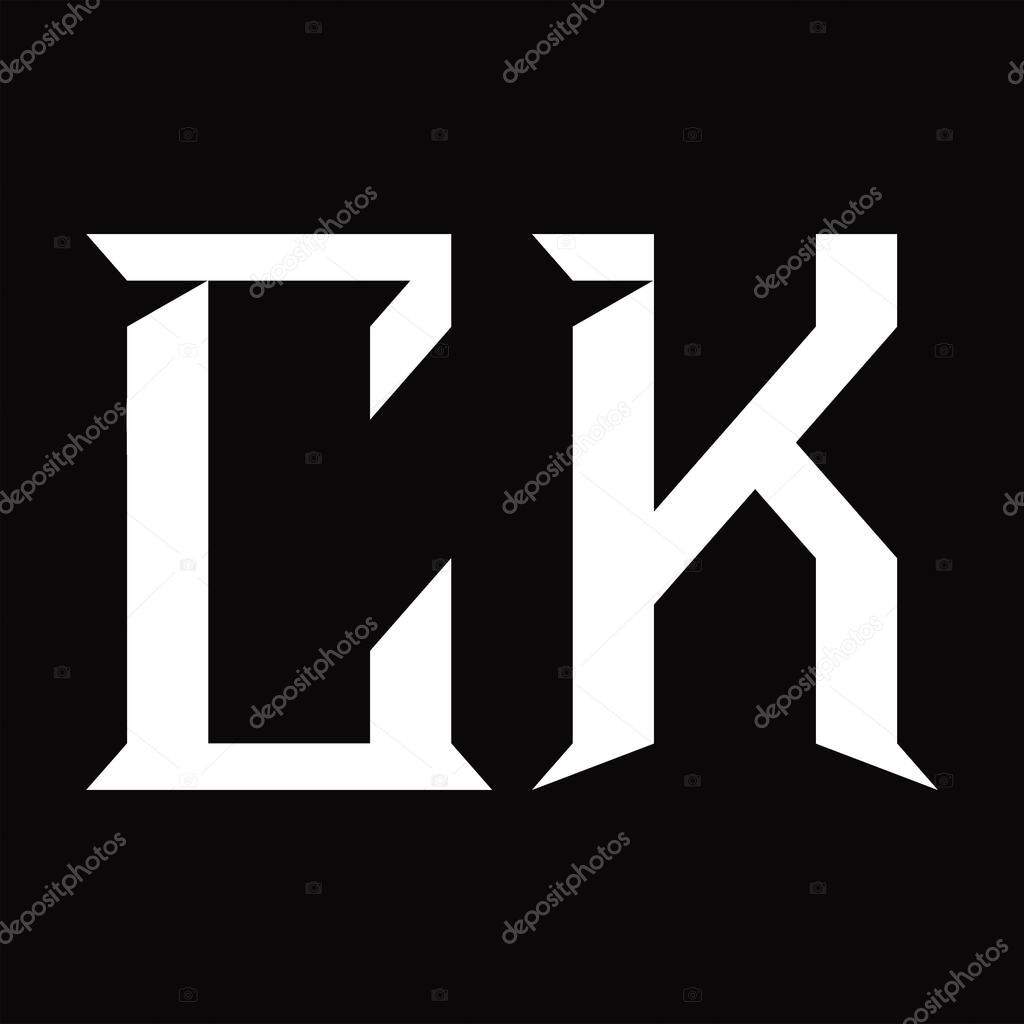 CK Logo monogram with slice shape blackground design template