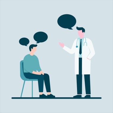 Bir doktor ve bir hasta terapi seansında ruh sağlığını tartışıyorlar.