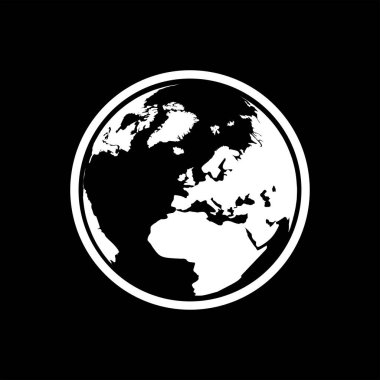 Avrupa, Afrika ve Orta Doğu 'nun yer aldığı tek renkli dünya silueti