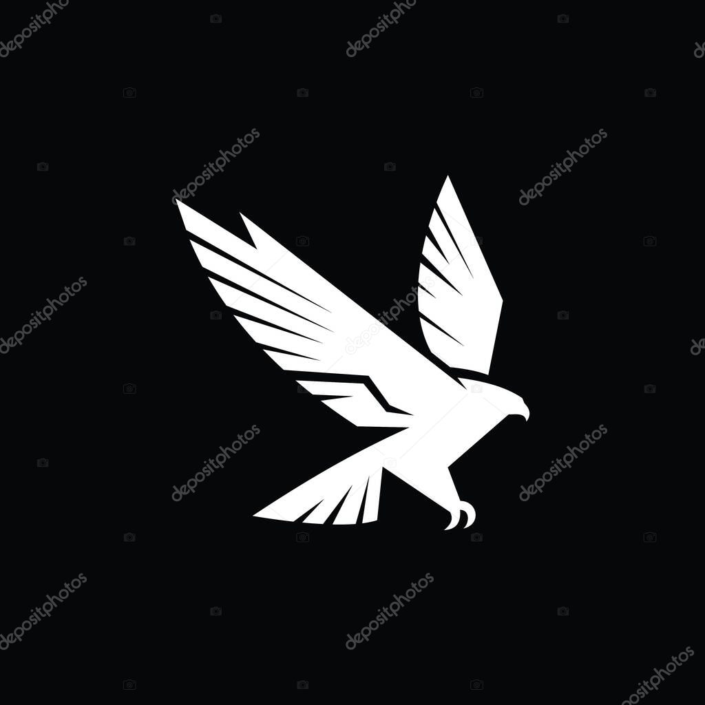 Majestic white eagle silhouette with detailed wings and talons in flight