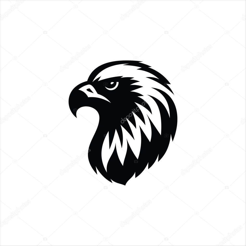 Bold eagle head silhouette featuring sharp beak and detailed flowing feathers