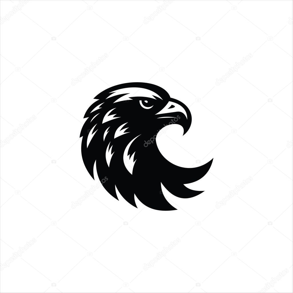 Bold eagle head silhouette showcasing fierce expression and intricate feather details
