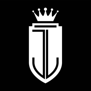 JL Vektör logosu Kraliyet Taç Minimalist baş harfleri, zarif bir stil ve iç kalkan çizgisi.