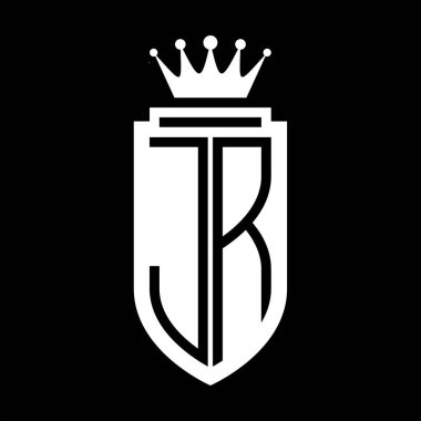 JR Vektör logosu Kraliyet Taç Minimalist baş harfleri, zarif bir stil ve iç kalkan çizgisi.