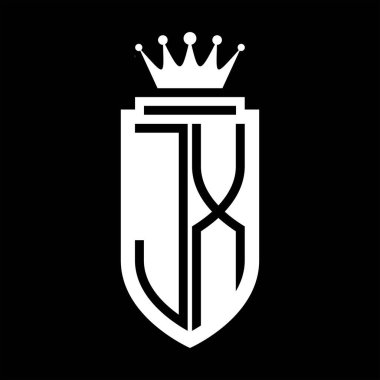 JX Vector logosu Kraliyet Taç Minimalist baş harfleri, zarif bir stil ve iç kalkan çizgisi.