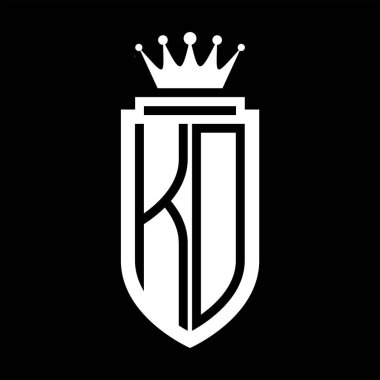 KD Vektör logosu Kraliyet Taç Minimalist baş harfleri, zarif bir stil ve iç kalkan çizgisi.