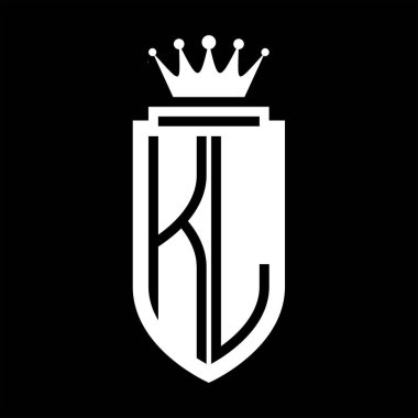 KL Vektör logosu Kraliyet Taç Minimalist baş harfleri, zarif bir stil ve iç kalkan çizgisi.