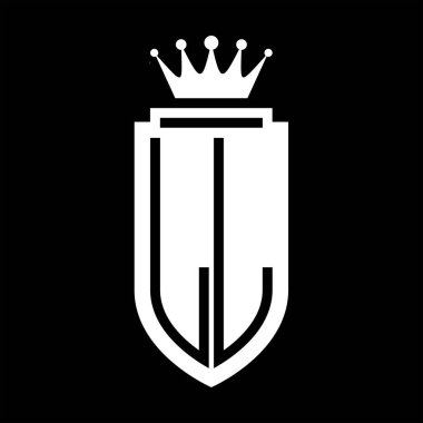LL Vektör logosu Kraliyet Taç Minimalist baş harfleri, zarif bir stil ve iç kalkan çizgisi.