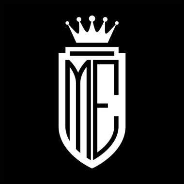 ME Vector logo initials shield with royal crown minimalist, elegant style with inside shield outline