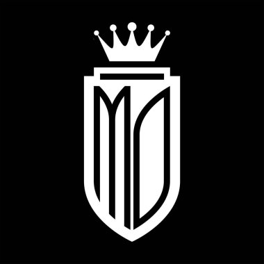 MO Vector logo initials shield with royal crown minimalist, elegant style with inside shield outline