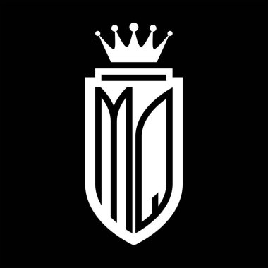 MQ Vector logo initials shield with royal crown minimalist, elegant style with inside shield outline