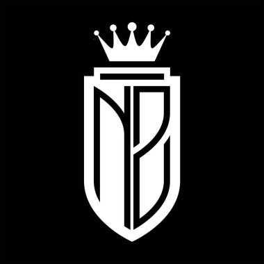 NZ Vektör logosu Kraliyet Taç Minimalist baş harfleri, zarif bir stil ve iç kalkan çizgisi.