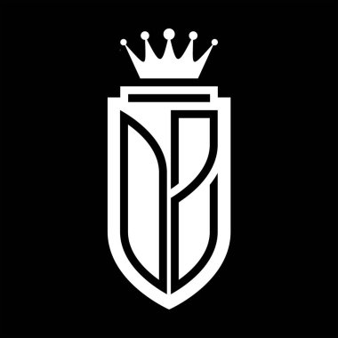 OZ Vektör logosu Kraliyet Taç Minimalist baş harfleri, zarif bir stil ve iç kalkan çizgisi.