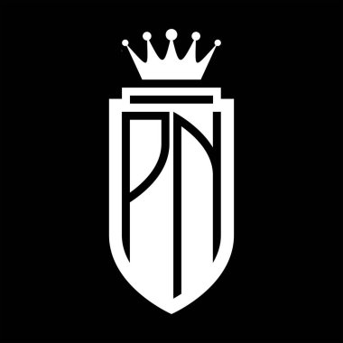 PN Vektör logosu Kraliyet Taç Minimalist baş harfleri, zarif bir stil ve iç kalkan çizgisi.