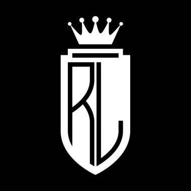 RL Vektör logosu Kraliyet Taç Minimalist baş harfleri, zarif bir stil ve iç kalkan çizgisi.