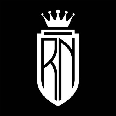 RN Vektör logosu Kraliyet Taç Minimalist baş harfleri, zarif bir stil ve iç kalkan çizgisi.