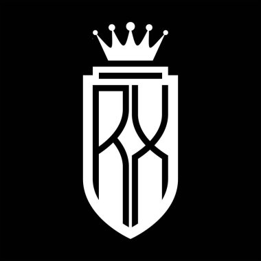RX Vektör logosu Kraliyet Taç Minimalist baş harfleri, zarif bir stil ve iç kalkan çizgisi.