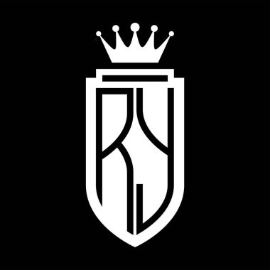 RY Vektör logosu Kraliyet Taç Minimalist baş harfleri, zarif bir stil ve içinde kalkan çizgisi var.