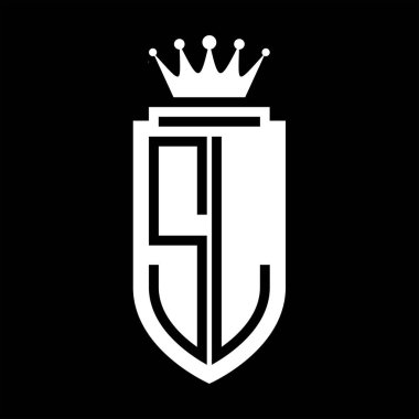 SL Vektör logosu Kraliyet Taç Minimalist baş harfleri, zarif bir stil ve iç kalkan çizgisi.