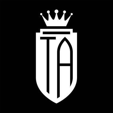 TA Vektör logosu Kraliyet Taç Minimalist baş harfleri, zarif bir stil ve kalkanın iç hatları.