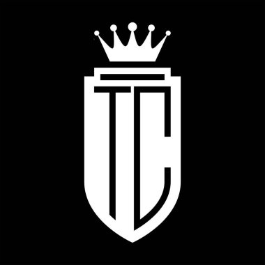 TC Vektör logosu Kraliyet Taç Minimalist baş harfleri, kalkanın iç hatlarıyla zarif bir tarz.