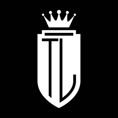 TL Vektör logosu Kraliyet Taç Minimalist baş harfleri, zarif bir stil ve iç kalkan çizgisi.