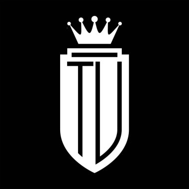TU Vektör logosu Kraliyet Taç Minimalist baş harfleri, zarif bir stil ve iç kalkan çizgisi.