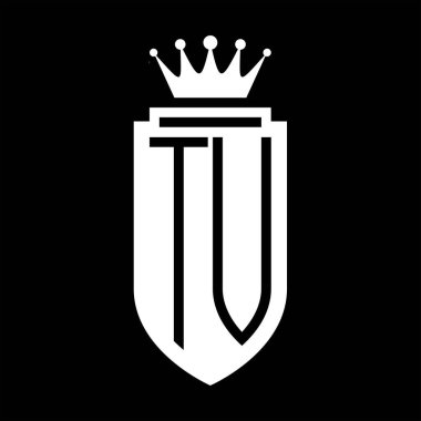 TV Vector logosu Kraliyet Taç Minimalist baş harfleri, zarif bir stil ve iç kalkan çizgisi.