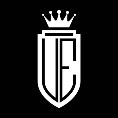 BAE Vektör logosu Kraliyet Taç Minimalist baş harfleri, zarif bir stil ve iç kalkan çizgisi.