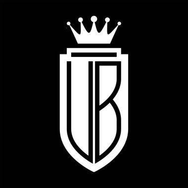 UB Vektör logosu Kraliyet Taç Minimalist baş harfleri, zarif bir stil ve iç kalkan çizgisi.