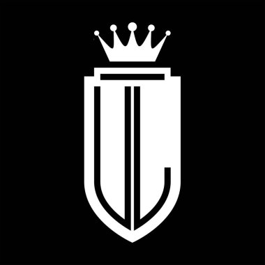 UL Vektör logosu Kraliyet Taç Minimalist baş harfleri, zarif bir stil ve iç kalkan çizgisi.