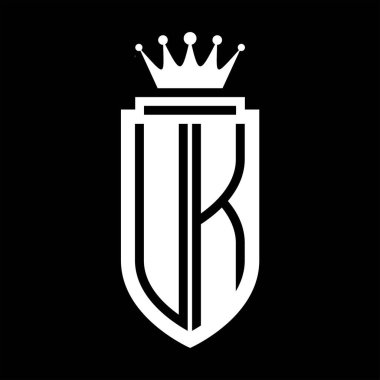 Birleşik Krallık Vektör logosu kraliyet taç minimalist baş harfleri, kalkanın iç hatları ile zarif bir tarz.