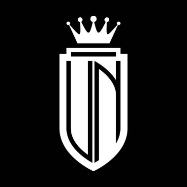 BM Vektör logosu Kraliyet Kraliyet Taç Minimalist baş harfleri, Kalkan çizgisi ile zarif bir stil