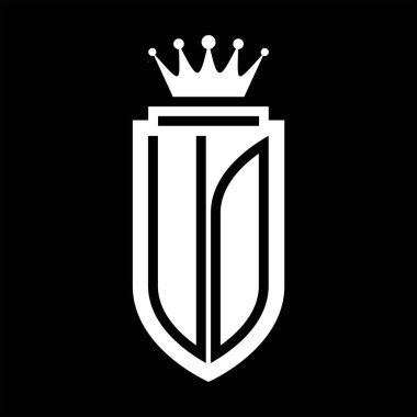 UO Vektör logosu Kraliyet Taç Minimalist baş harfleri, zarif bir stil ve iç kalkan çizgisi.